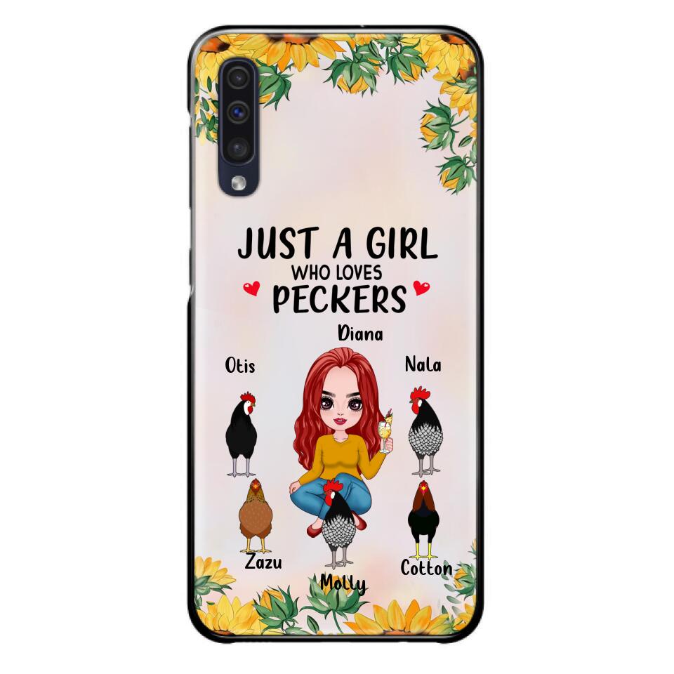 Personalized Chickens Phone Case - Up to 5 Chickens - Just A Girl Who Loves Peckers