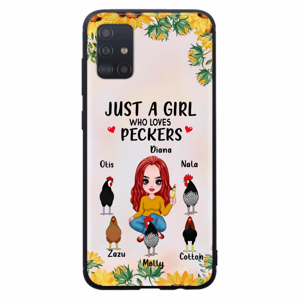 Personalized Chickens Phone Case - Up to 5 Chickens - Just A Girl Who Loves Peckers