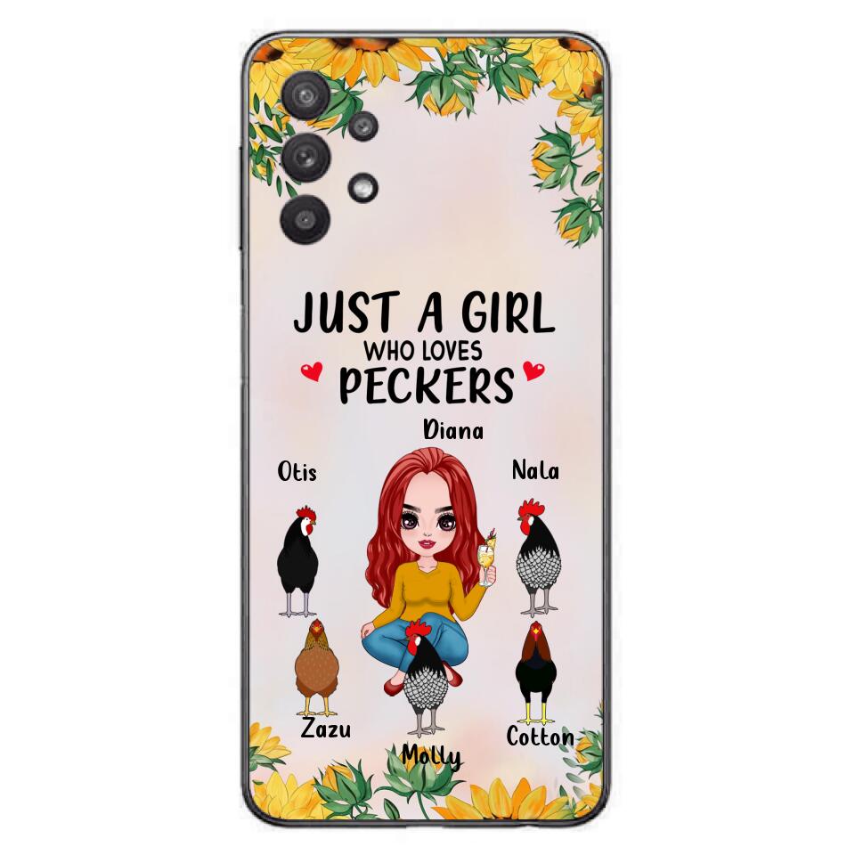 Personalized Chickens Phone Case - Up to 5 Chickens - Just A Girl Who Loves Peckers