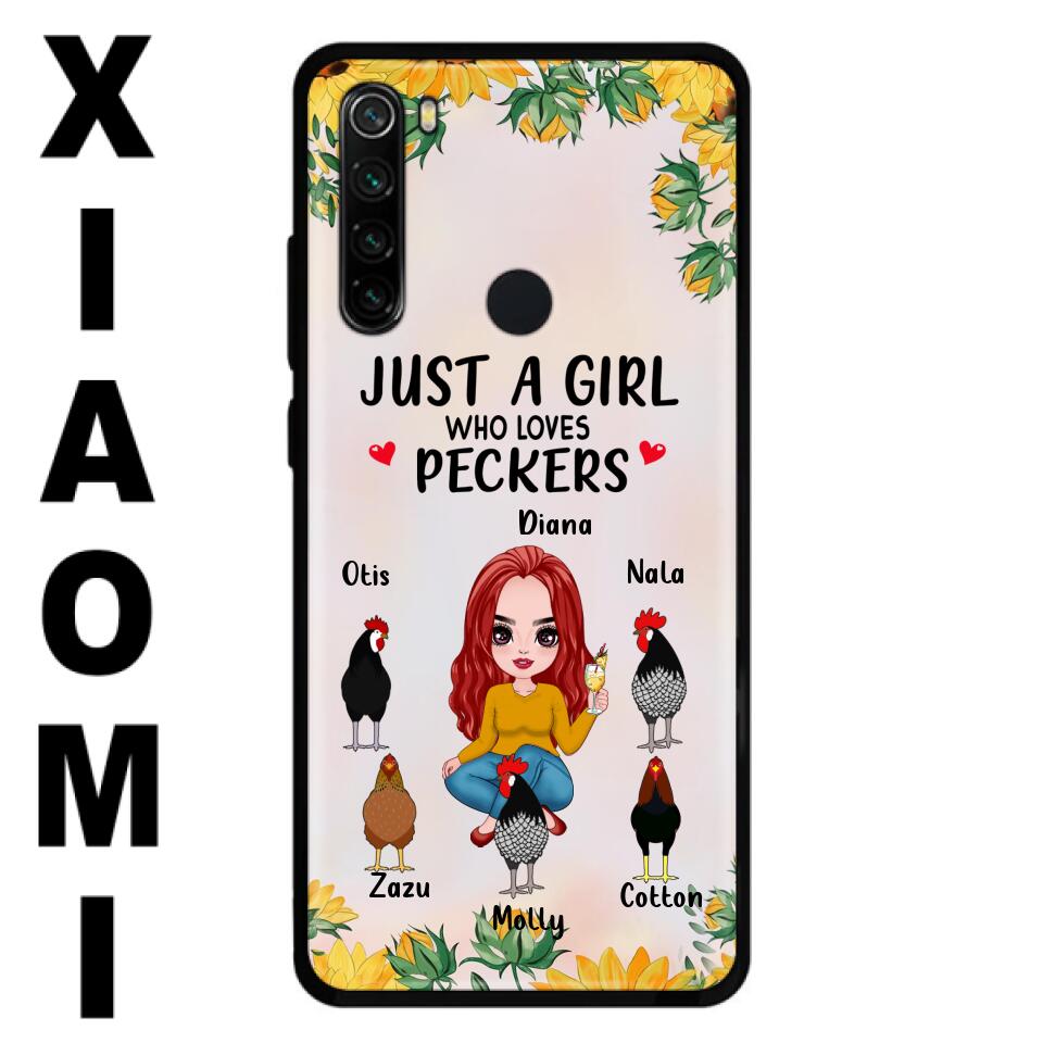 Personalized Chickens Phone Case - Up to 5 Chickens - Just A Girl Who Loves Peckers