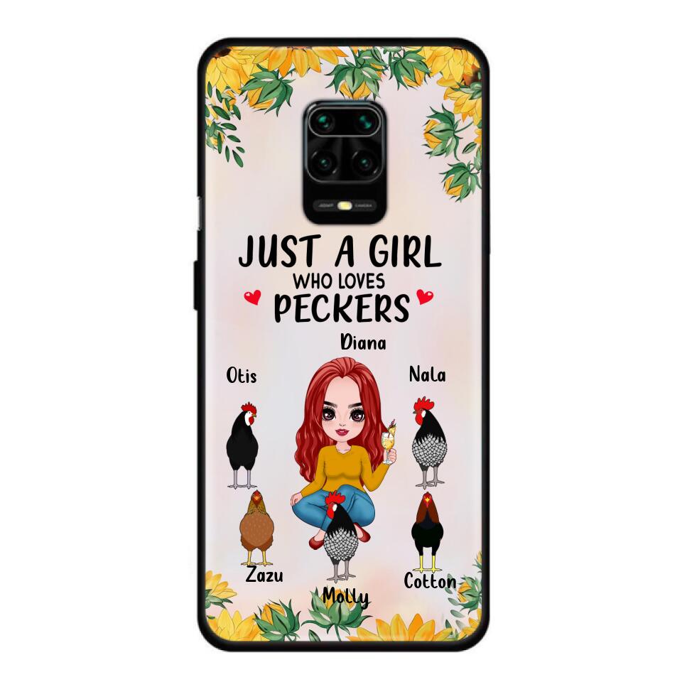 Personalized Chickens Phone Case - Up to 5 Chickens - Just A Girl Who Loves Peckers