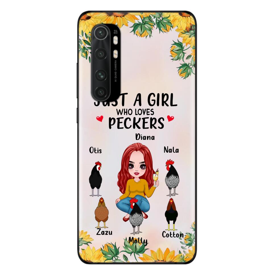 Personalized Chickens Phone Case - Up to 5 Chickens - Just A Girl Who Loves Peckers