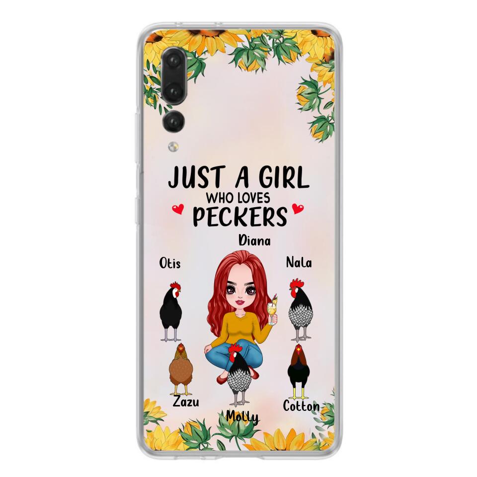 Personalized Chickens Phone Case - Up to 5 Chickens - Just A Girl Who Loves Peckers