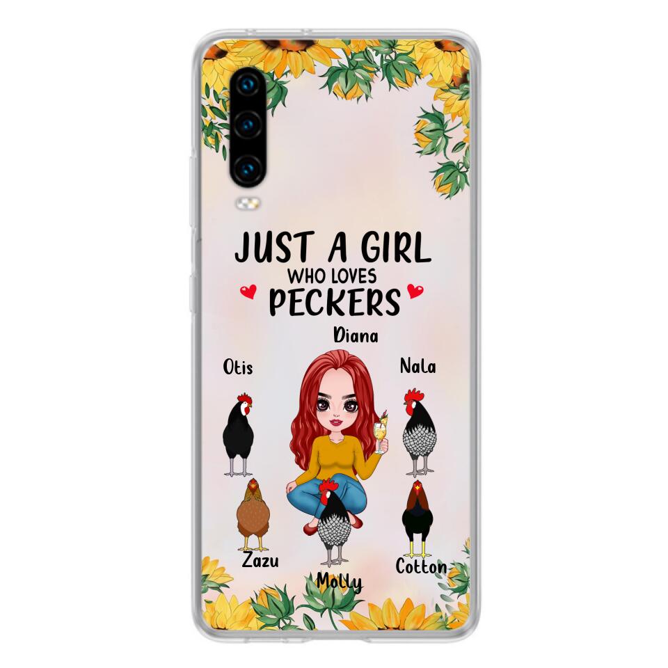 Personalized Chickens Phone Case - Up to 5 Chickens - Just A Girl Who Loves Peckers