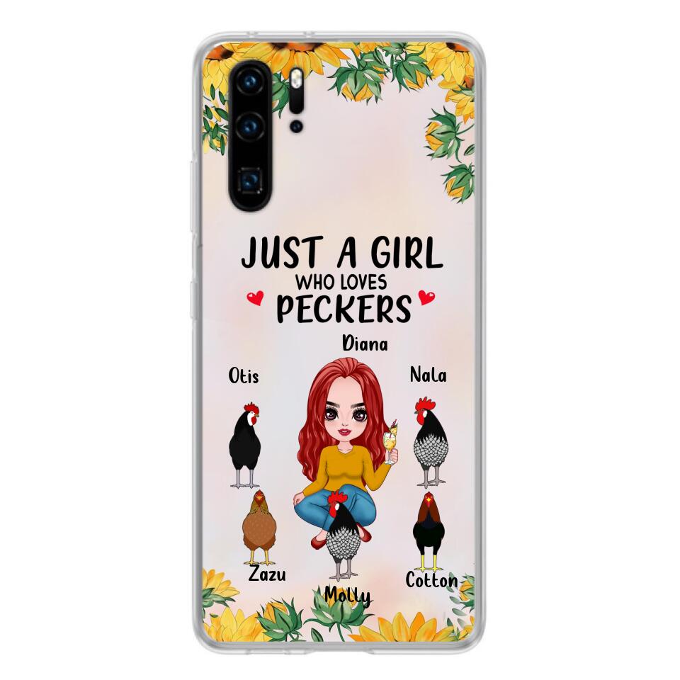 Personalized Chickens Phone Case - Up to 5 Chickens - Just A Girl Who Loves Peckers