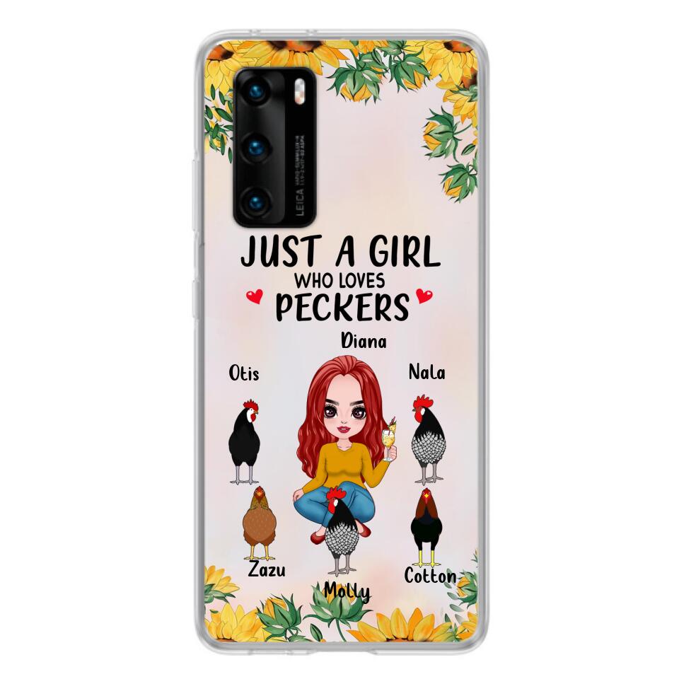 Personalized Chickens Phone Case - Up to 5 Chickens - Just A Girl Who Loves Peckers