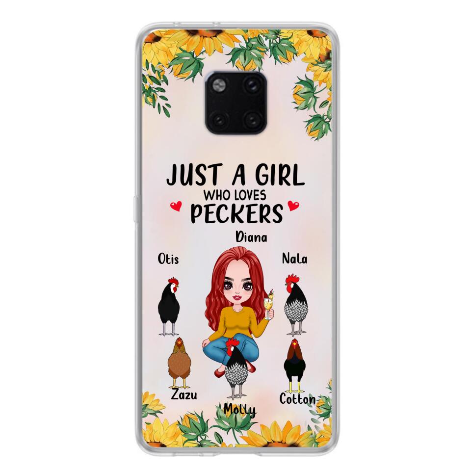 Personalized Chickens Phone Case - Up to 5 Chickens - Just A Girl Who Loves Peckers