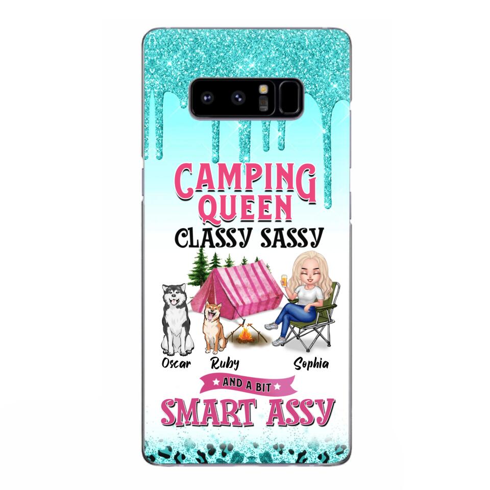 Custom Personalized Camping Phone Case - Gift for Camping Lovers, Dog Mom - Camping Queen Dog Mom - Up to 2 Dogs - Camping Queen classy sassy and a bit smart assy