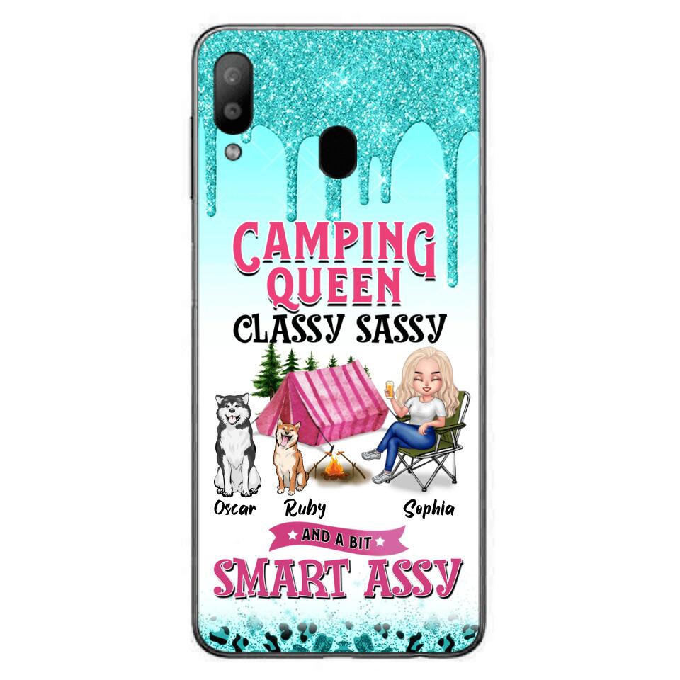 Custom Personalized Camping Phone Case - Gift for Camping Lovers, Dog Mom - Camping Queen Dog Mom - Up to 2 Dogs - Camping Queen classy sassy and a bit smart assy