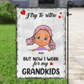 Personalized Grandma/Grandpa Flag - Up to 6 Grandkids - I Try To Retire But Now I Work For My Grandkids - MYEIS0