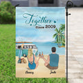 Personalized Beach Camping Flag - Couple/Family With Up to 3 Kids And 3 Pets - Best Gift Idea For Camping/Dog/Cat Lover - This Is Our Happy Place
