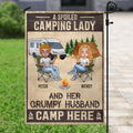 Personalized Camping Couple Flag - Best Gift For Camping Lover/Couple - A Spoiled Camping Lady And Her Grumpy Husband Camp Here