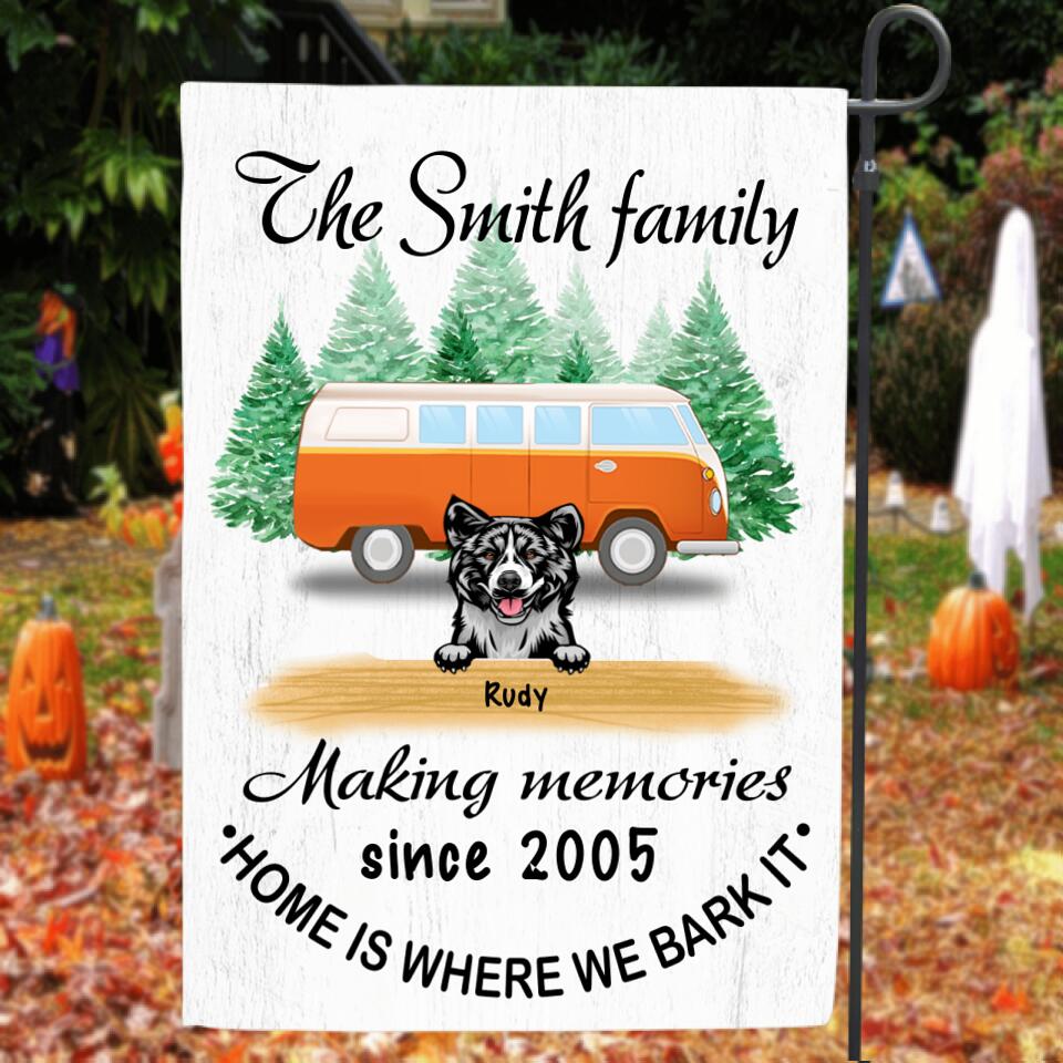 Personalized Dog Camper Flag Sign - Up to 5 Dogs - Best Gift For Dog Lover -  Home Is Where We Bark It