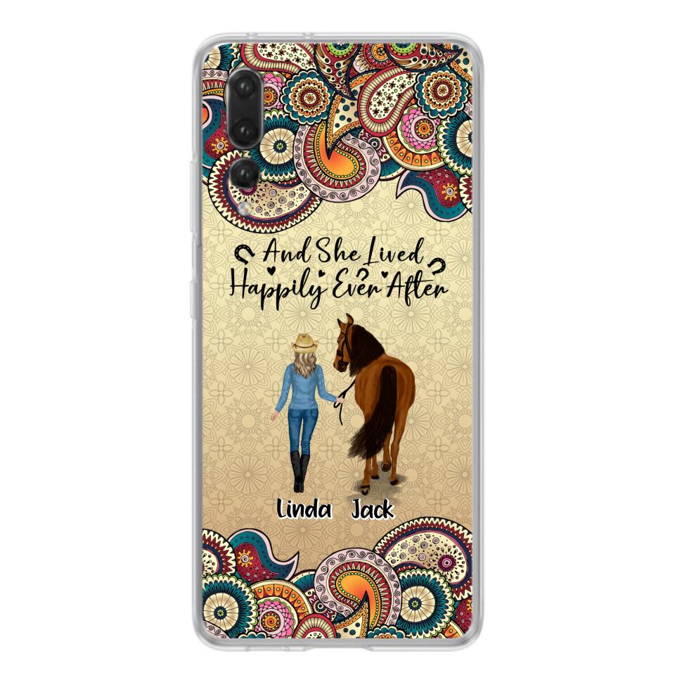 Personalized Horse Girl Phone Case - Up to 4 Horses - Gift Idea For Horse Lovers - And She Lived Happily Ever After - Case For Xiaomi/Huawei/Oppo