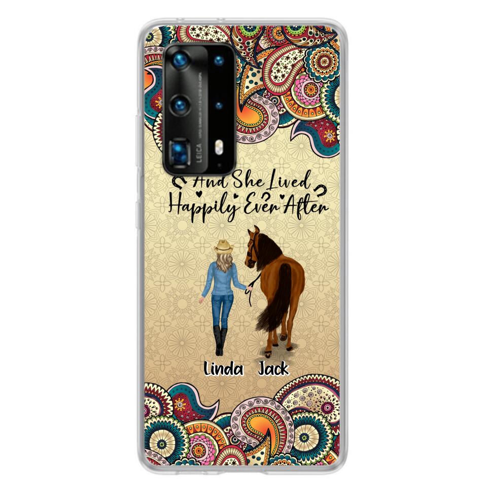 Personalized Horse Girl Phone Case - Up to 4 Horses - Gift Idea For Horse Lovers - And She Lived Happily Ever After - Case For Xiaomi/Huawei/Oppo