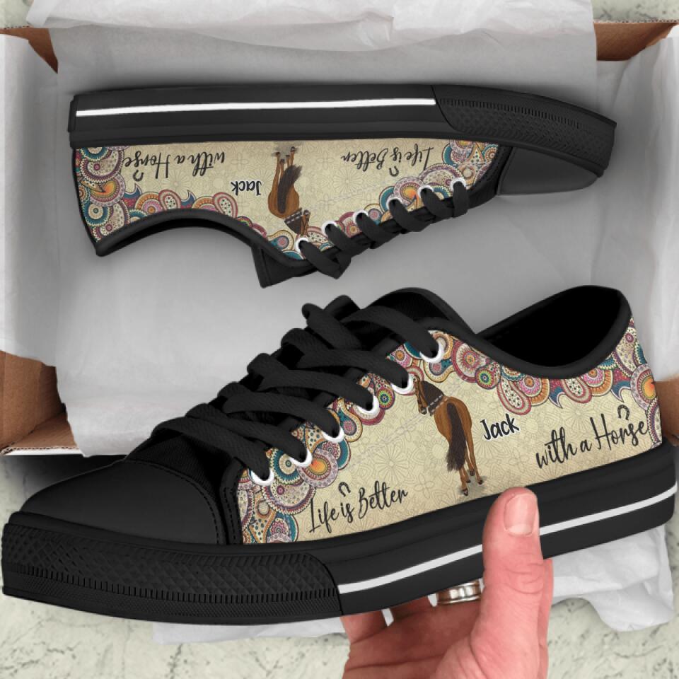 Personalized Horse Sneakers - Up to 4 Horses - Gift Idea For Horse Lovers - Life Is Better With A Horse