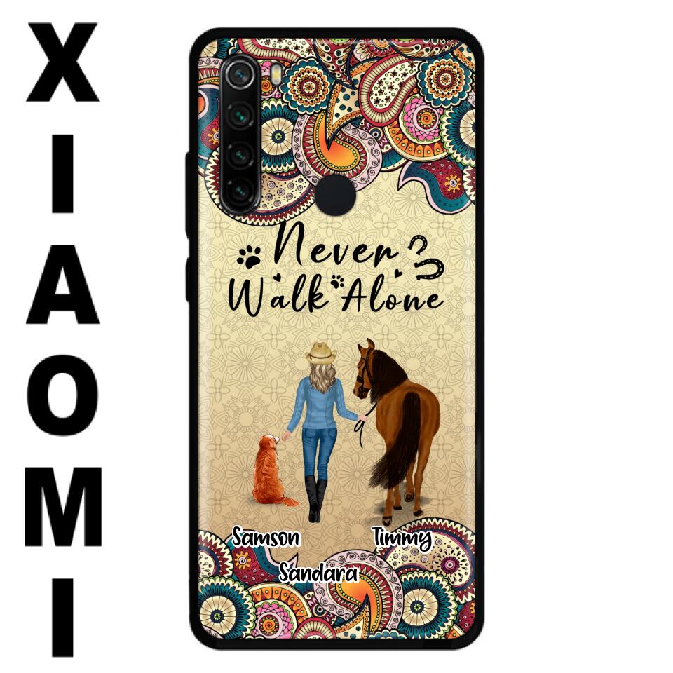Personalized Horse And Dog Phone Case - Up To 2 Dogs - Gift Idea For Horse/Dog Lovers - Never Walk Alone - Case For Xiaomi, Huawei & Oppo