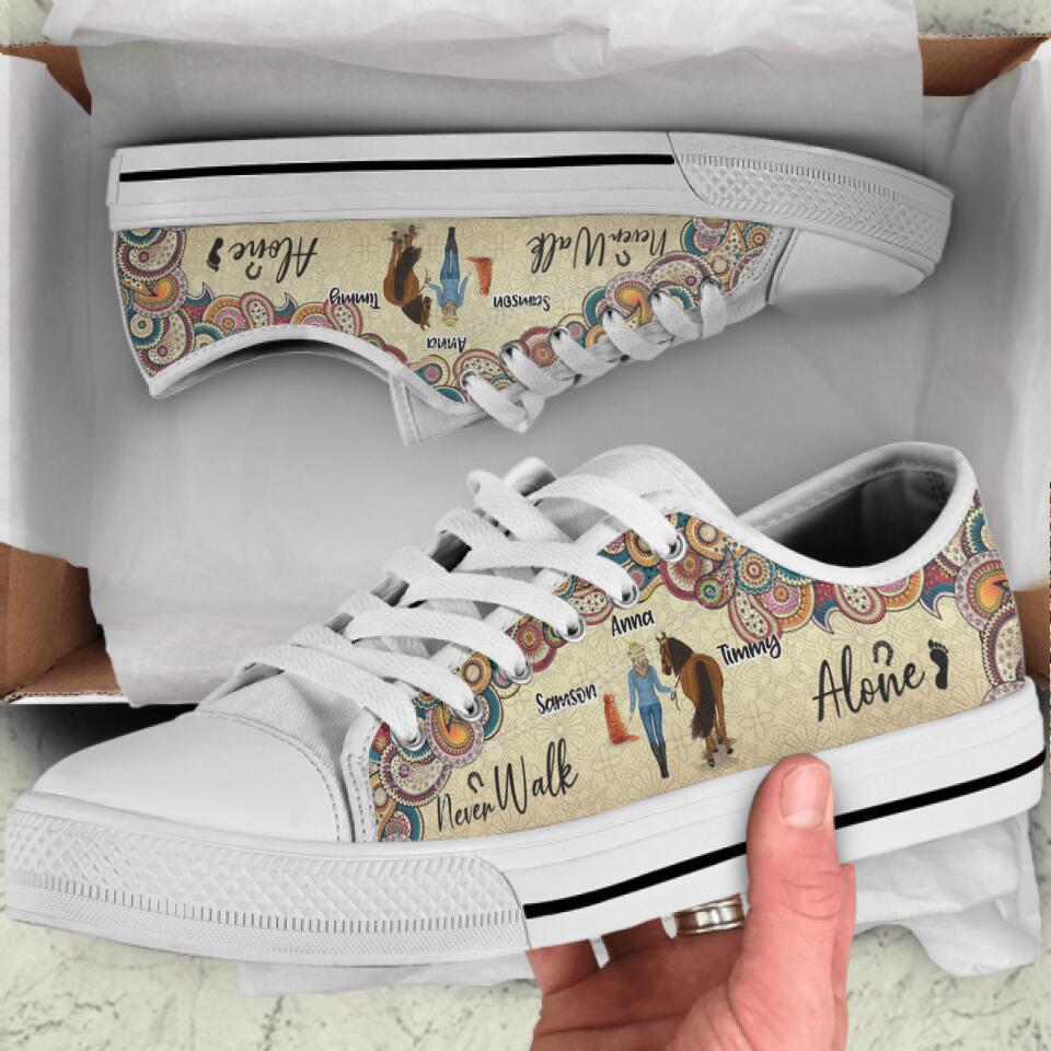 Personalized Horse And Dog Sneakers - Up to 2 Dogs - Gift Idea For Horse/Dog Lovers - Never Walk Alone