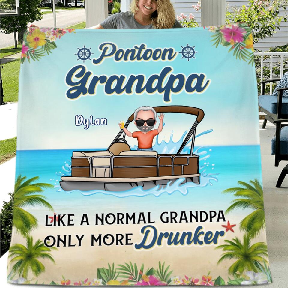 Personalized Pontoon Captain Pillow Cover/Fleece Throw Blanket/Quilt - Gift Idea For Pontoon Lover - Level Of Drunk Pontoon Captain