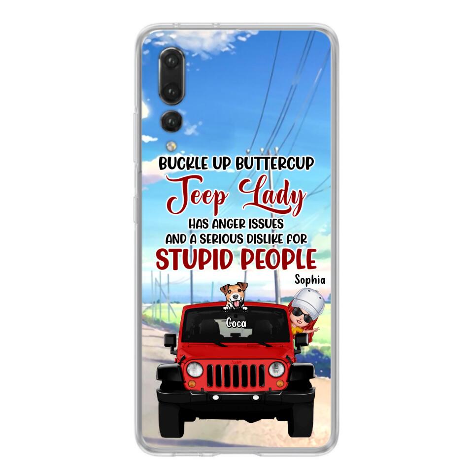 Personalized Off-road Lady Phone Case - Up to 5 Dogs - Gift Idea For Dog/Off-road Lover - Buckle Up Buttercup - Case For Xiaomi, Huawei And Oppo