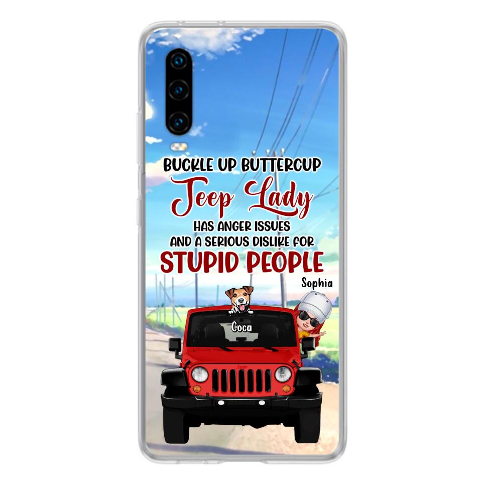 Personalized Off-road Lady Phone Case - Up to 5 Dogs - Gift Idea For Dog/Off-road Lover - Buckle Up Buttercup - Case For Xiaomi, Huawei And Oppo