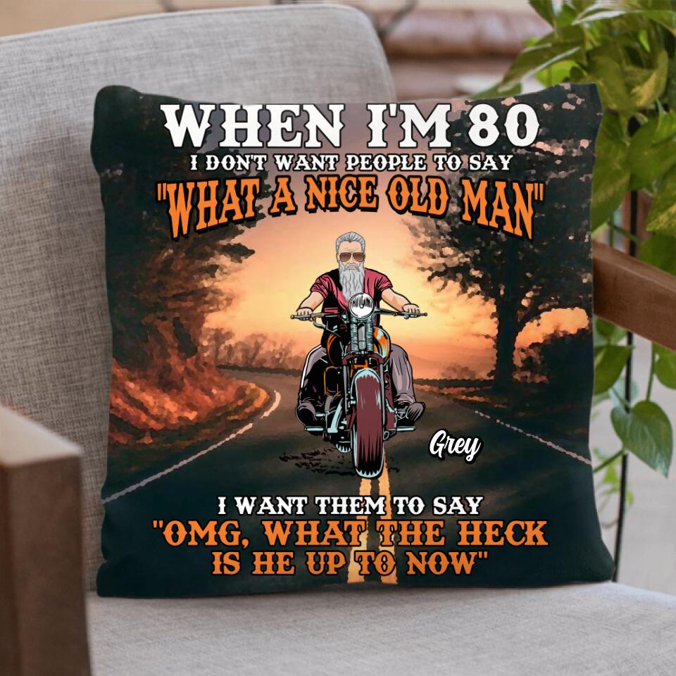 Custom Personalized Biker Quilt/Fleece Blanket & Pillow Cover - Gift Idea For Biker - When I'm 80