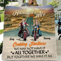 Personalized Biker Couple Fleece Throw Blanket/Quilt - Gift Idea From Old Biker To Wife - Husband & Wife Cruising Partners