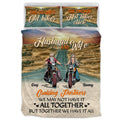 Personalized Biker Couple Quilt Bed Sets - Gift Idea From Husband To Wife - Husband and Wife Cruising Partners