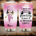 Personalized Gym Girl Chibi Tumbler - Gift Idea For Gym Lovers - I Worked Out Because Punching People Is Frowned Upon