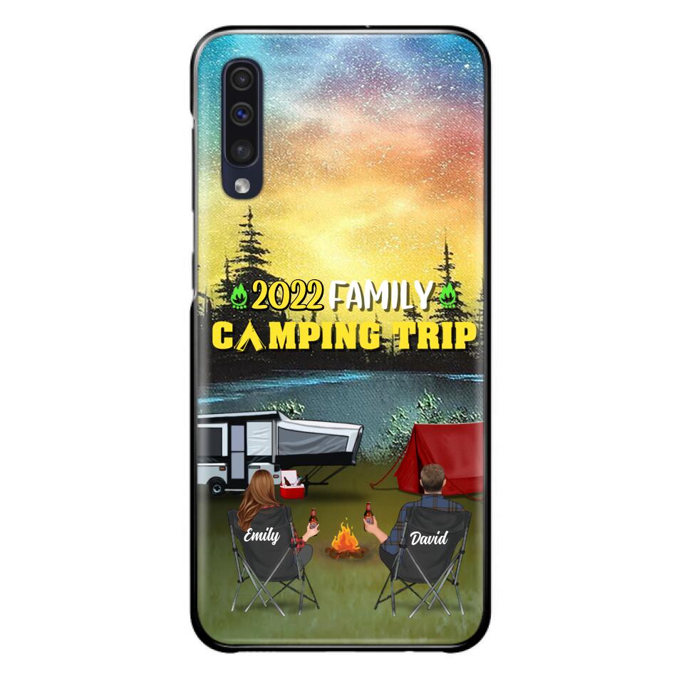 Custom Personalized Family Camping Trip Phone Case - Couple/ Single Parent/ Parents With Upto 2 Kids And 3 Pets - Gift Idea For Whole Family/ Camping Lover - Case For iPhone And Samsung