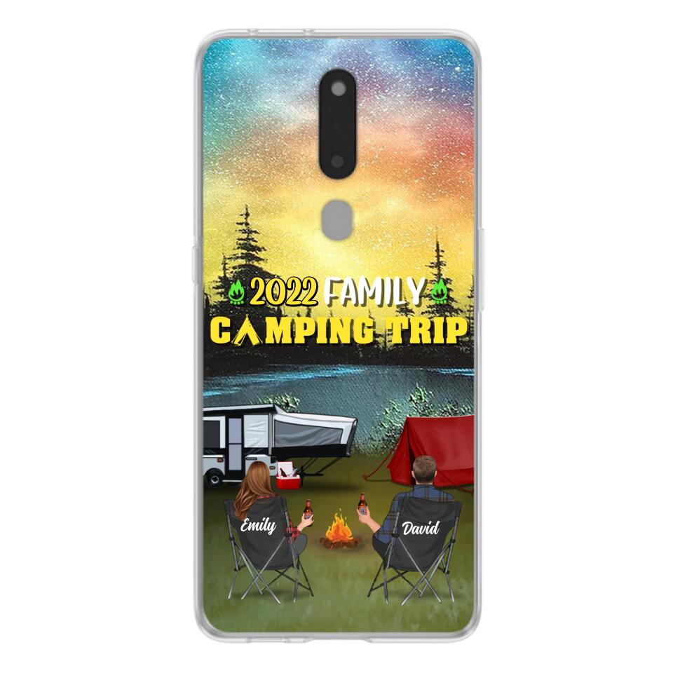 Personalized Family Camping Trip Phone Case - Couple/Single Parent/Parents With Up to 2 Kids And 3 Pets - Gift Idea For Whole Family/Camping Lover - Case For Xiaomi, Oppo And Huawei