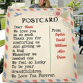 Personalized Postcard Fleece Throw Blanket/Quilt - Gift Idea From Grandchildren To Nana - We Love You Forever