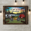 Personalized Night Camping Canvas - Gift Idea For The Whole Family/Couple/Camping Lover - Parents/Couple/Adult With Up to 3 Kids And 4 Pets - Fill Your Life With Adventures