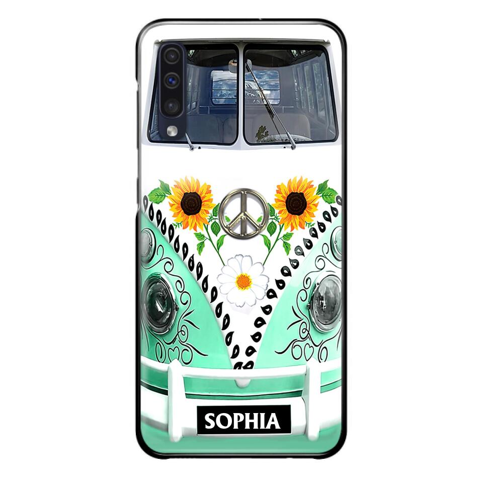 Custom Personalized Sunflower Peace Bus Phone Case - Best Gift Idea For Bus Lovers - Cases For iPhone And Samsung
