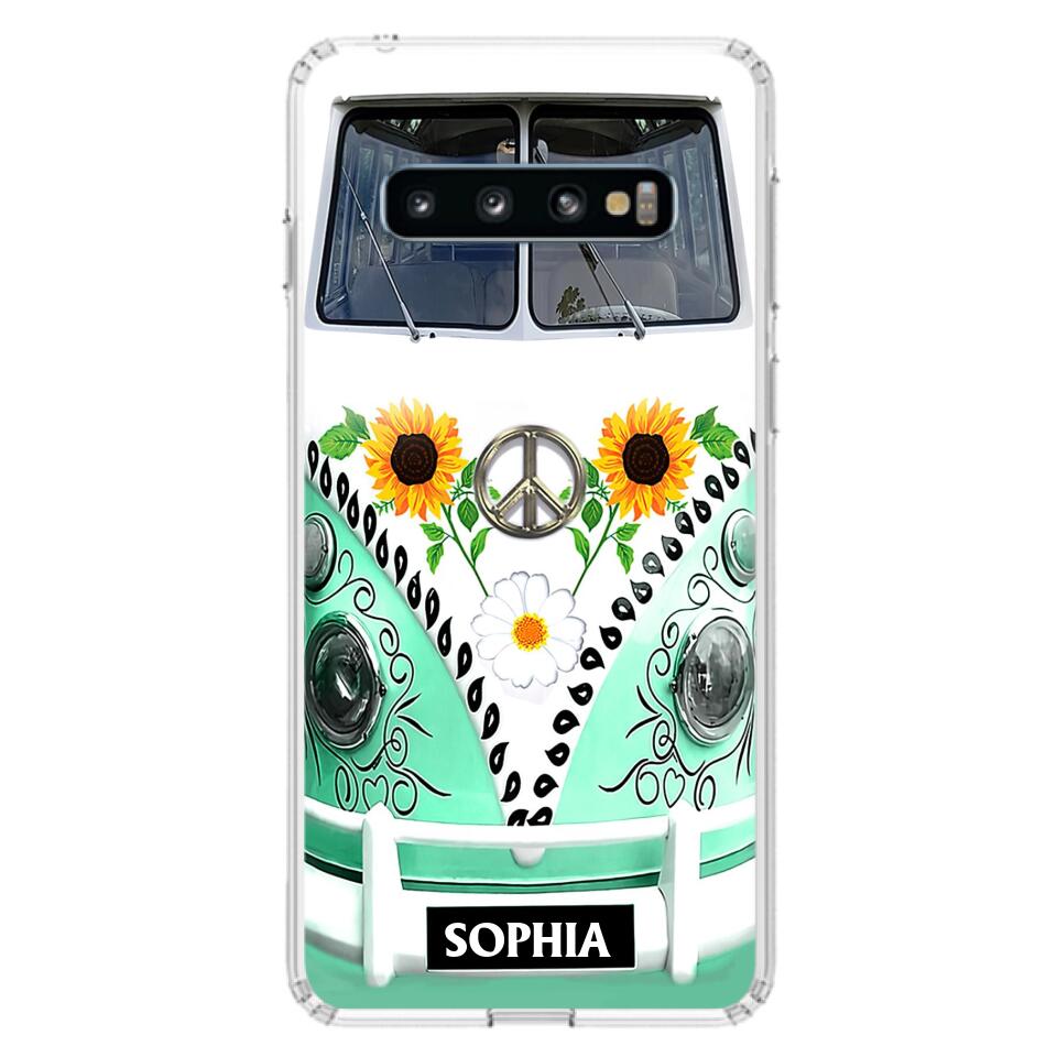 Custom Personalized Sunflower Peace Bus Phone Case - Best Gift Idea For Bus Lovers - Cases For iPhone And Samsung