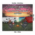 Personalized Camping Rug - Gift Idea For Camping Lover - Couple/Parents With Up to 3 Kids And 4 Pets - A Super Sexy Camping Lady And Her Grumpy Husband Camp Here