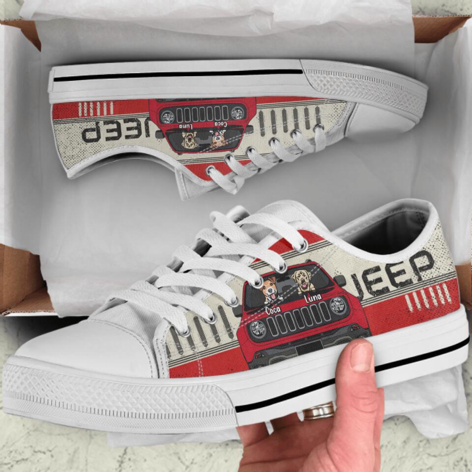 Personalized Off-road & Dogs Sneakers - Gift for Off-road Lovers, Dog Lovers - Up to 2 Dogs