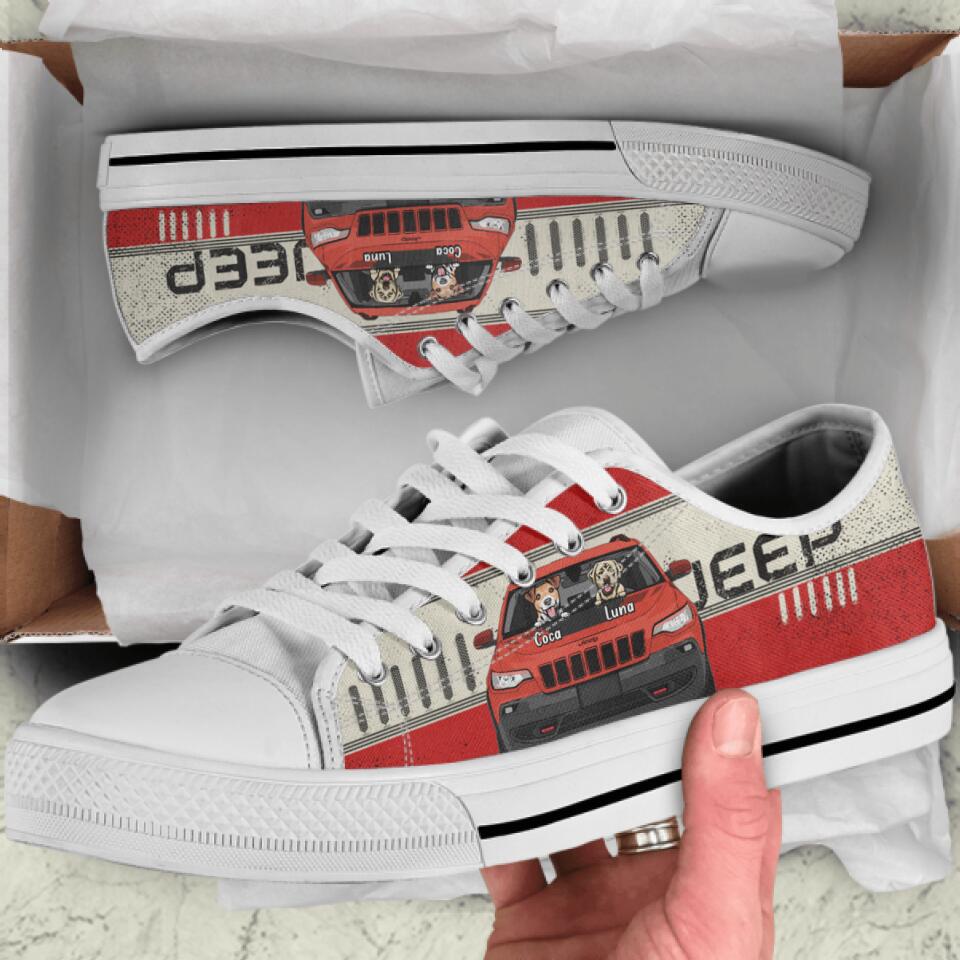 Personalized Off-road & Dog Low Top Sneakers - Gift for Off-road Lovers, Dog Lovers - Up to 2 Dogs