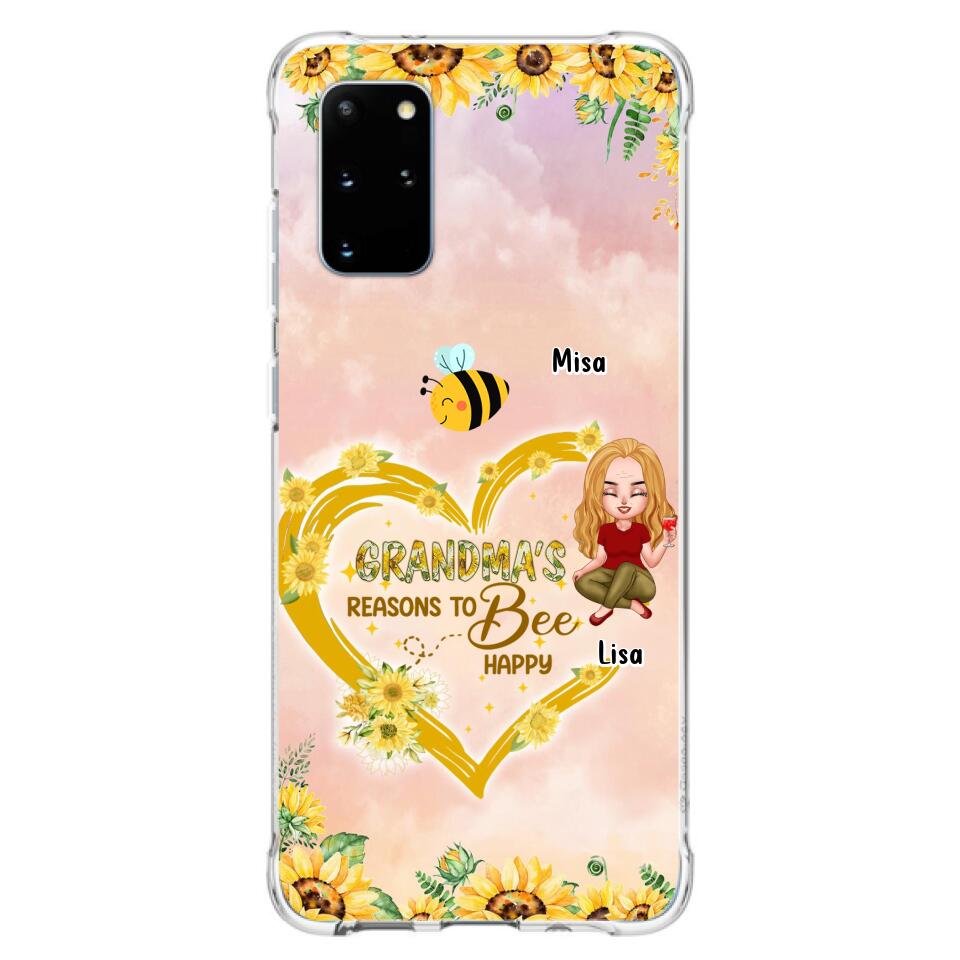 Custom Personalized Grandma Phone Case - Up to 6 Kids - Mother's Day Gift For Grandma - Grandma's Reasons To Bee Happy - Case For iPhone And Samsung