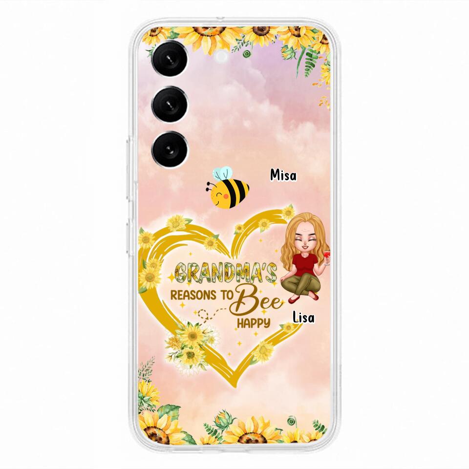 Custom Personalized Grandma Phone Case - Up to 6 Kids - Mother's Day Gift For Grandma - Grandma's Reasons To Bee Happy - Case For iPhone And Samsung