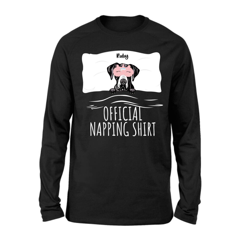 Personalized Dog Official Napping Shirt/Pullover Hoodie - Up to 3 Dogs - Gift Idea For Dog Lover