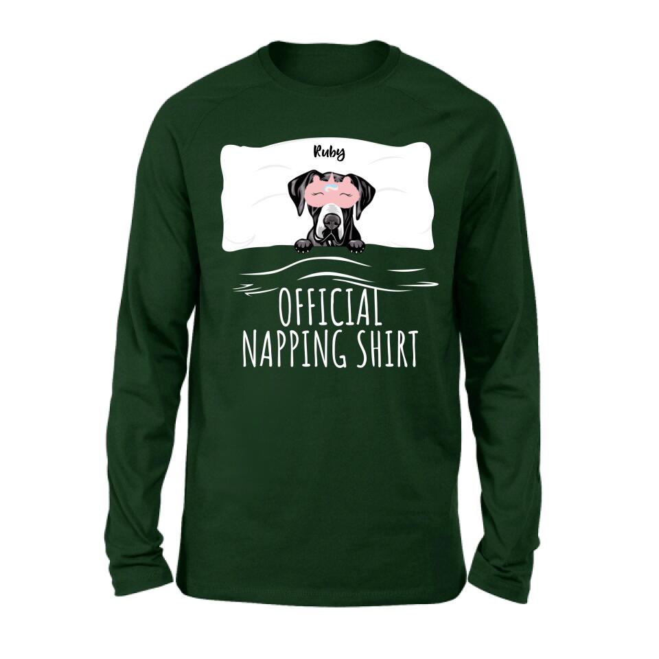 Personalized Dog Official Napping Shirt/Pullover Hoodie - Up to 3 Dogs - Gift Idea For Dog Lover