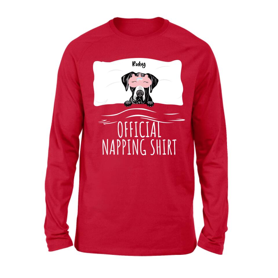 Personalized Dog Official Napping Shirt/Pullover Hoodie - Up to 3 Dogs - Gift Idea For Dog Lover