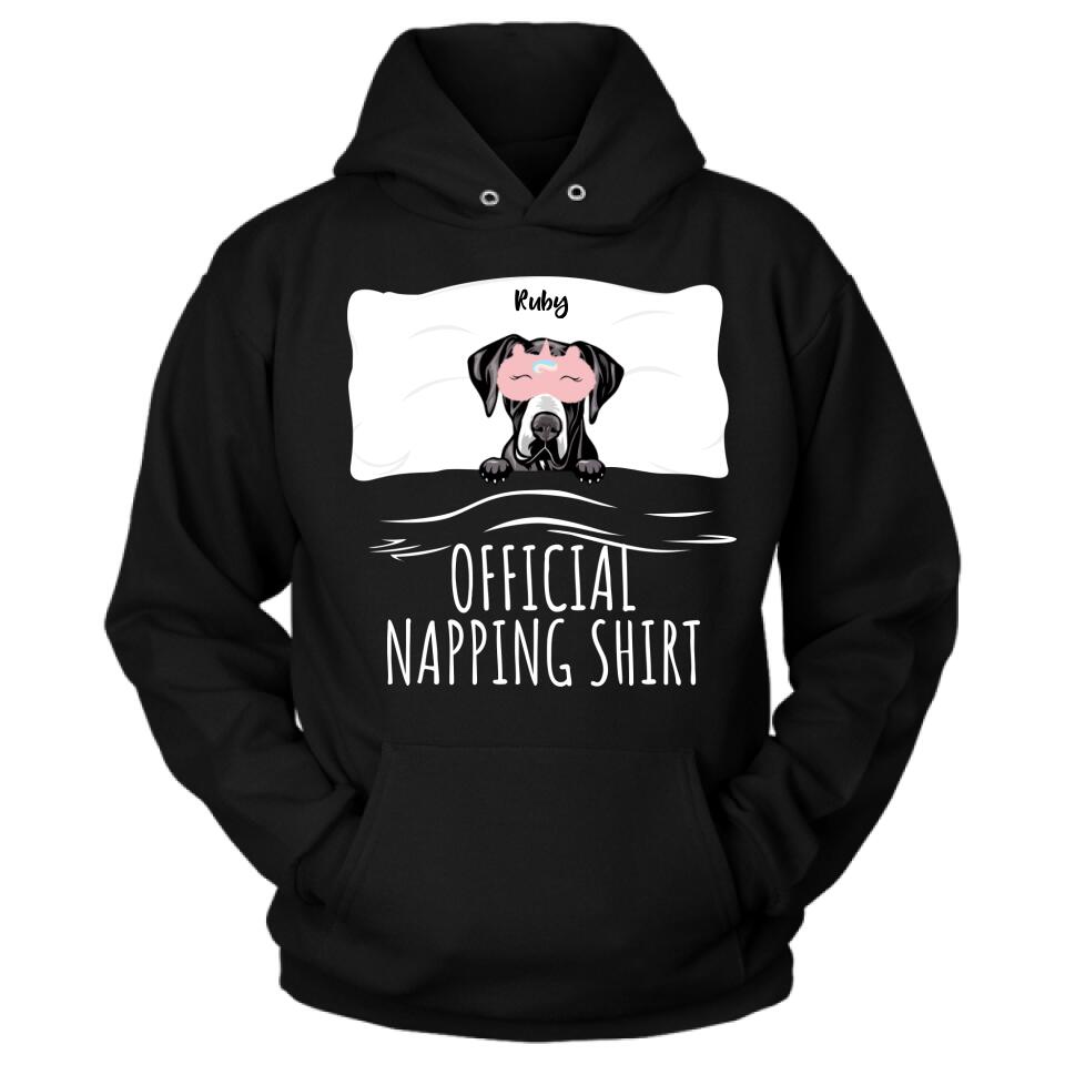 Personalized Dog Official Napping Shirt/Pullover Hoodie - Up to 3 Dogs - Gift Idea For Dog Lover