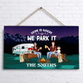 Personalized Camping Under The Stars Door Sign - Gift Idea For Family/Camping Lover - Couple/Parents With Up to 2 Kids And 4 Dogs - Home Is Where We Park It