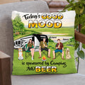 Personalized Camping Pillow Cover - Gift Idea For Camping Lover/Friends/Couple - Up to 3 People And 2 Dogs - Today's Good Mood Is Sponsored By Camping And Beer
