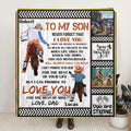 Personalized Father & Son Biker Fleece Throw Blanket/Quilt - Gift Idea For Bike Lovers - To My Son Never Forget That I Love You