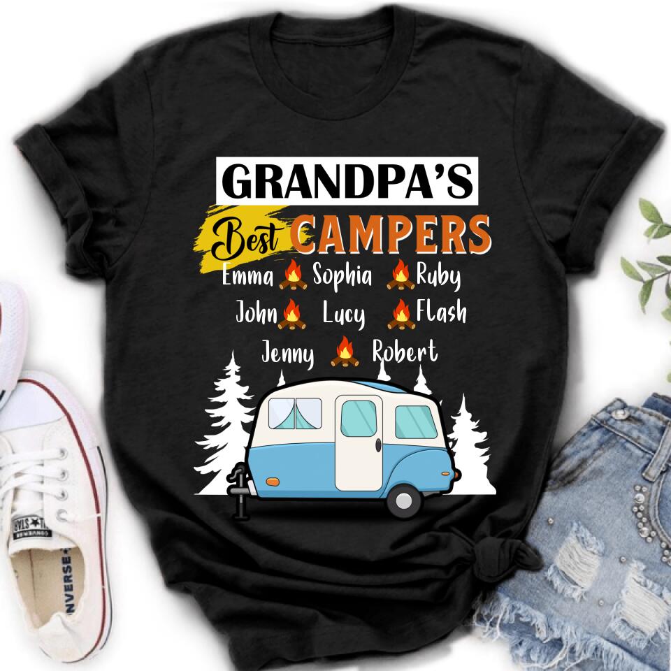 Personalized Grandpa's Best Campers Shirt/Pullover Hoodie - Up to 8 Kids - Gift Idea For Grandpa/Camping Lover