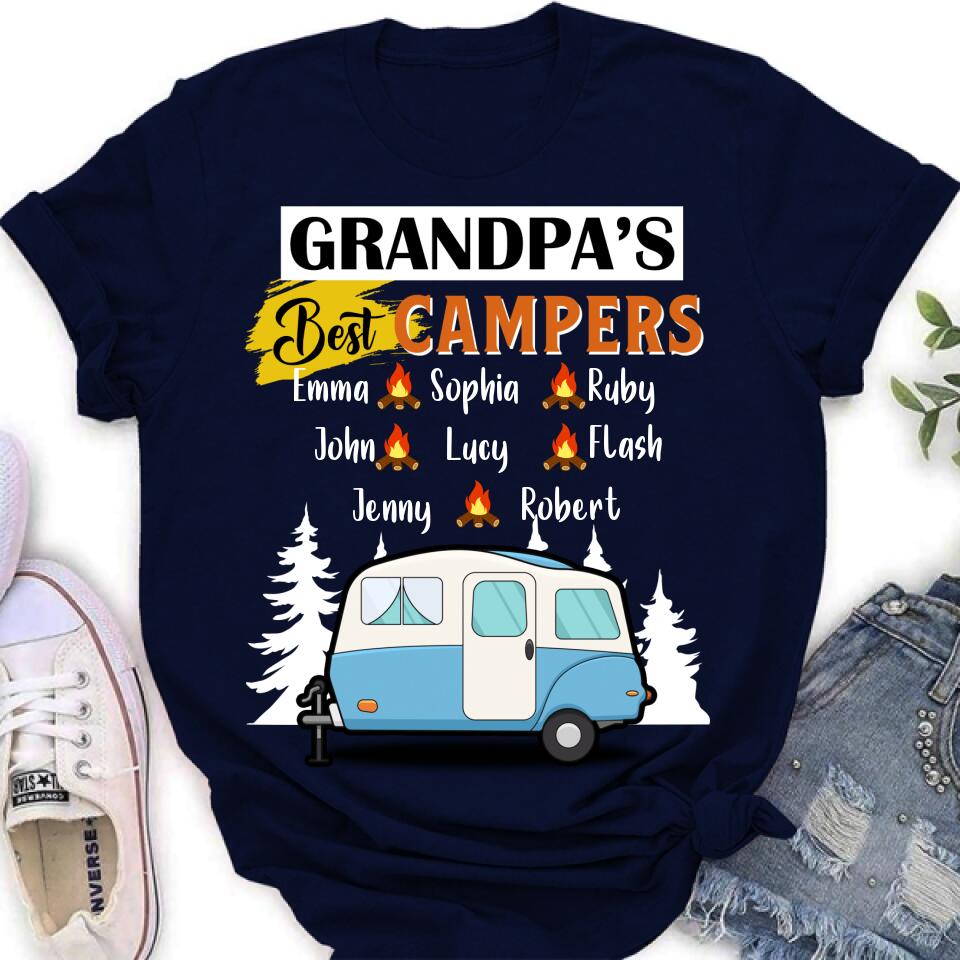 Personalized Grandpa's Best Campers Shirt/Pullover Hoodie - Up to 8 Kids - Gift Idea For Grandpa/Camping Lover