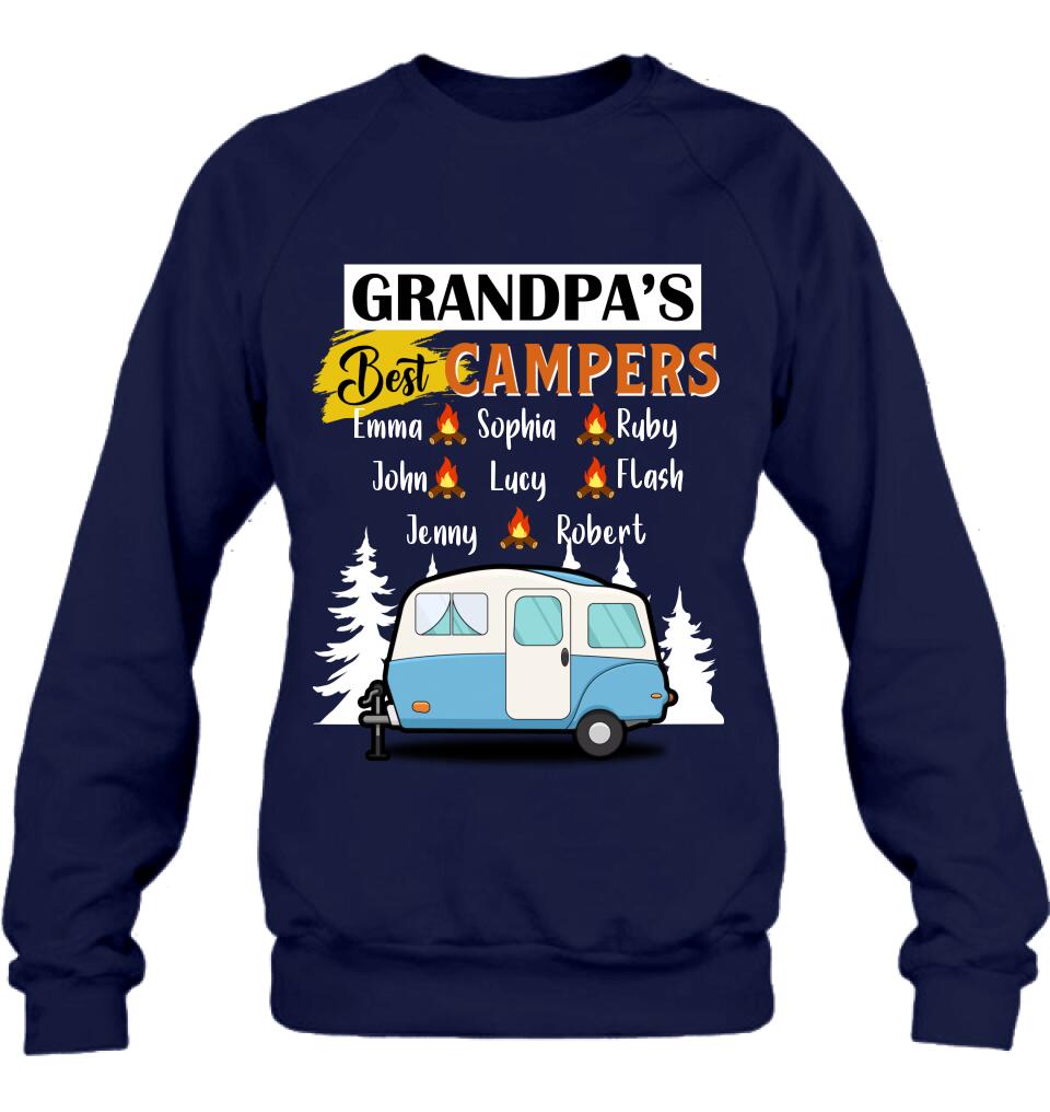 Personalized Grandpa's Best Campers Shirt/Pullover Hoodie - Up to 8 Kids - Gift Idea For Grandpa/Camping Lover